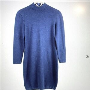 St. John By Marie Gray Collection Santana Knit Navy Long Sleeve mock neck Dress